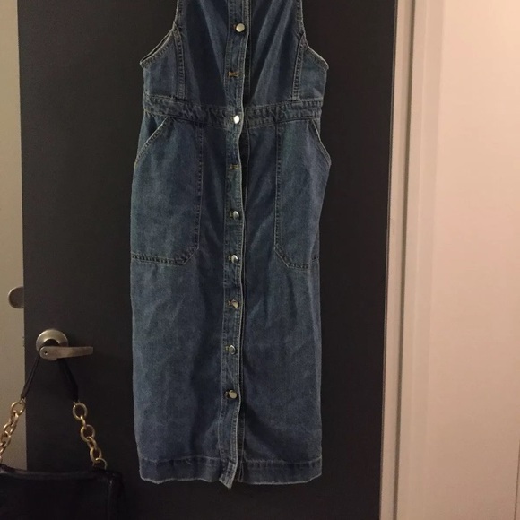 denim jumper midi dress